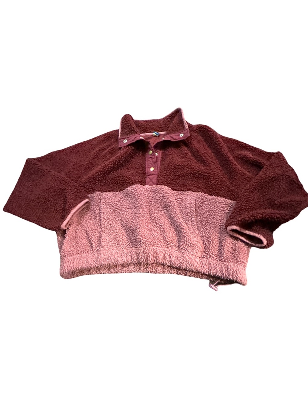 Old Navy Active Womens Colorblock Sherpa Snap Fleece Pullover Crop M Granolagirl